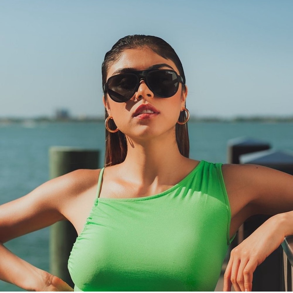 QUAY Wild Card Matte Black/Smoke Polarized Women's Sunglasses